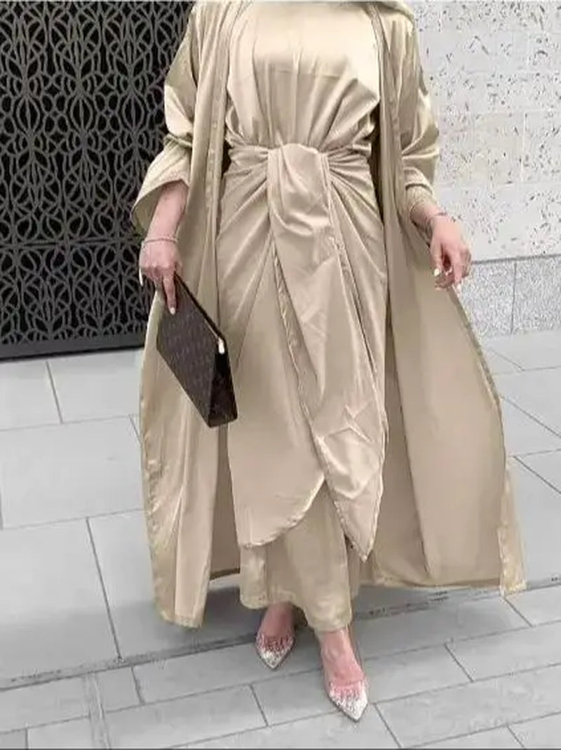 Serenya Satin Kaftan Abaya Set