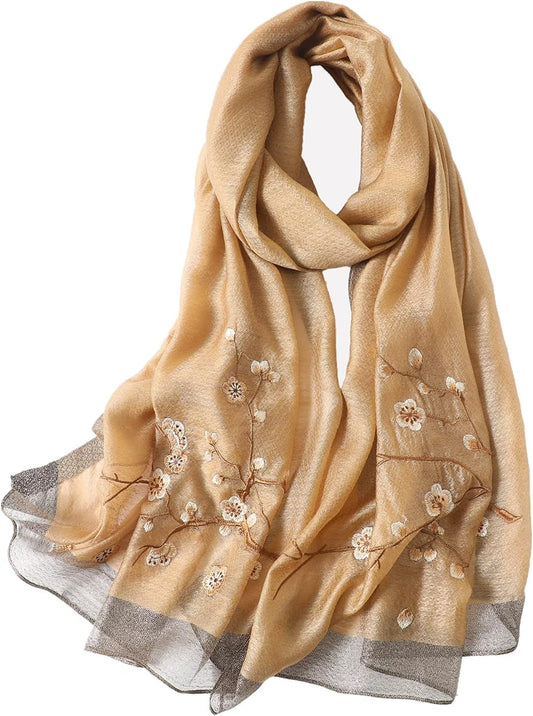 Elegant Silk Blend Embroidered Scarf