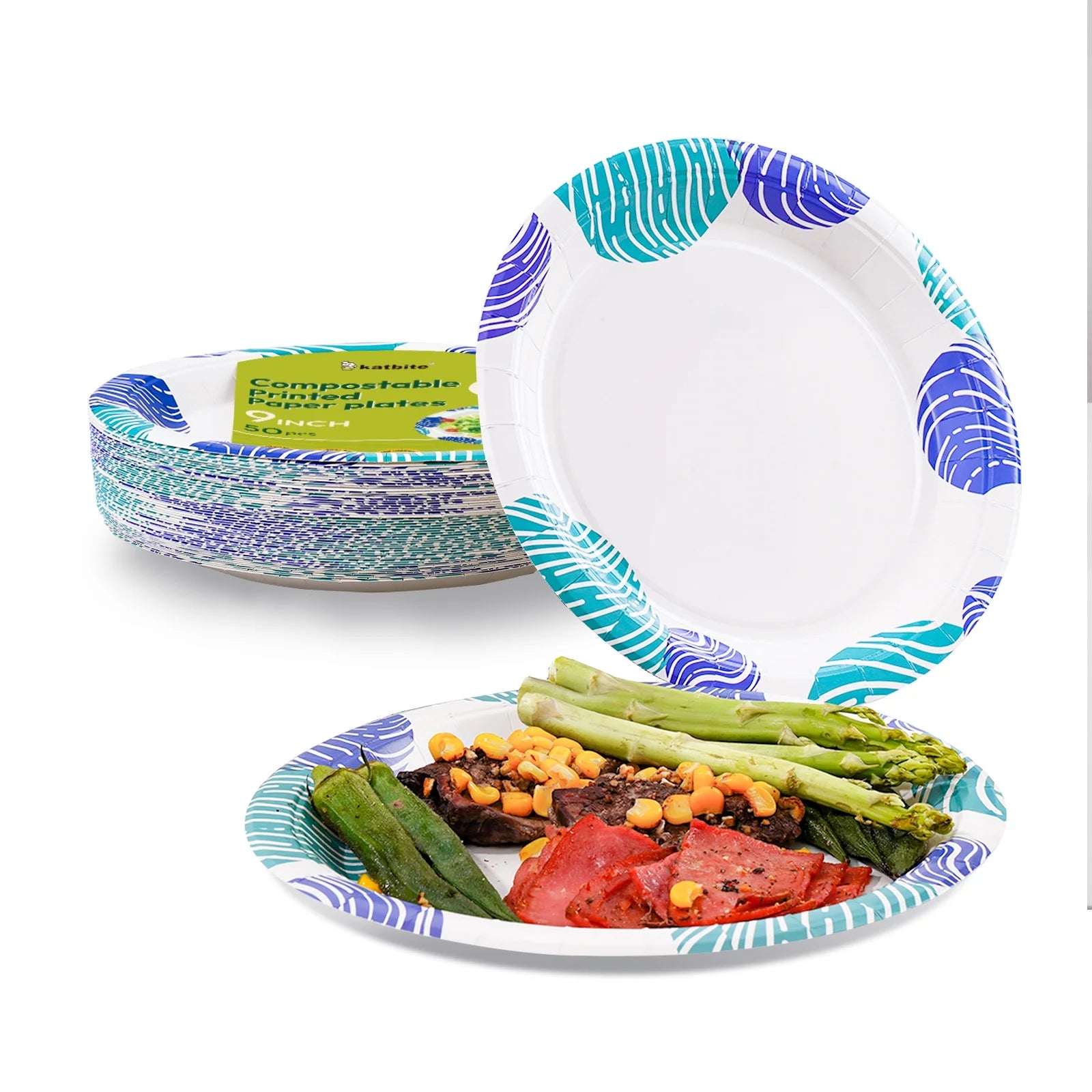 Round 9-Inch Biodegradable Compostable Paper Plates – 50 Count