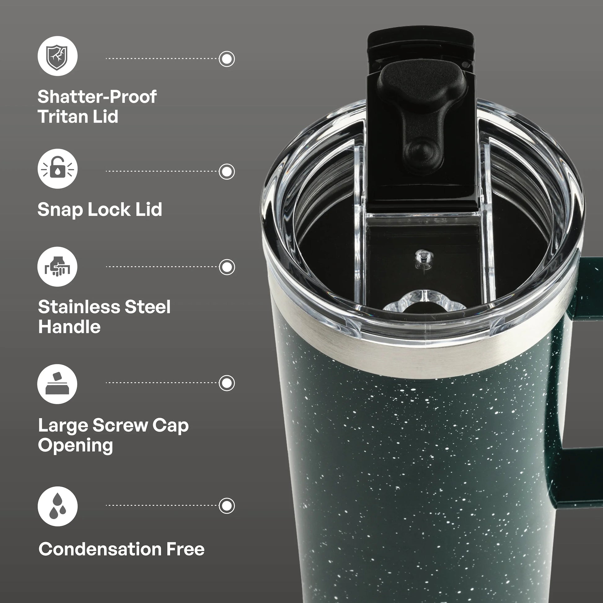 TAL Stainless Steel Mountaineer Travel Mug – 20 oz, Teal Speckle