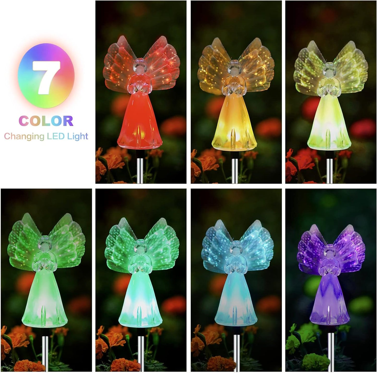 Outdoor Solar Garden Lights;2 Pack Solar Angel Decorative Lights