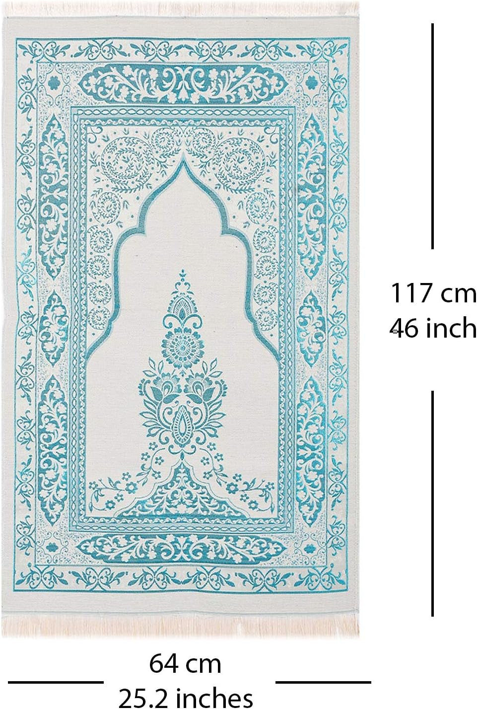 Premium Turkish Cotton Muslim Prayer Rug with Pearl Prayer Beads – Gift Boxed Islamic Prayer Mat for Men, Women & Kids