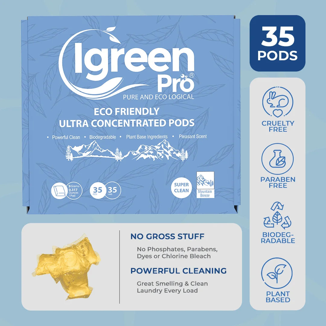 IGREEN PRO Ultra Concentrated Laundry Detergent Pods – 35 Loads