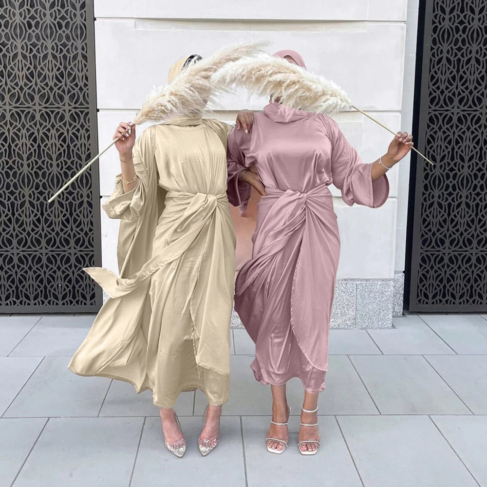Serenya Satin Kaftan Abaya Set