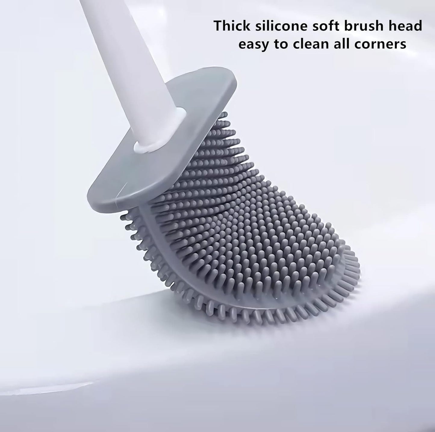 Silicone Toilet Brush with Wall Mount & Ventilated Base – Soft TPR Bristles for Deep Cleaning