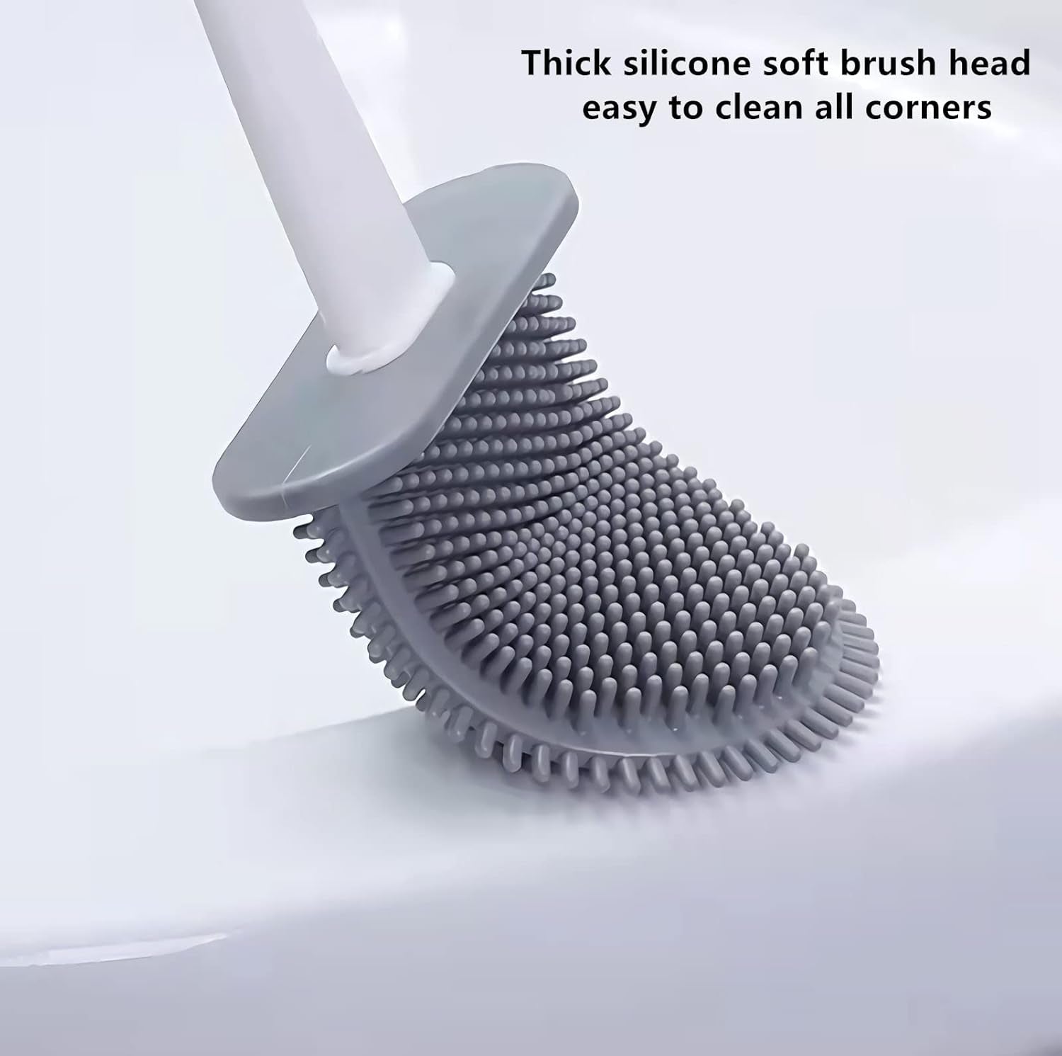 Silicone Toilet Brush with Wall Mount & Ventilated Base – Soft TPR Bristles for Deep Cleaning