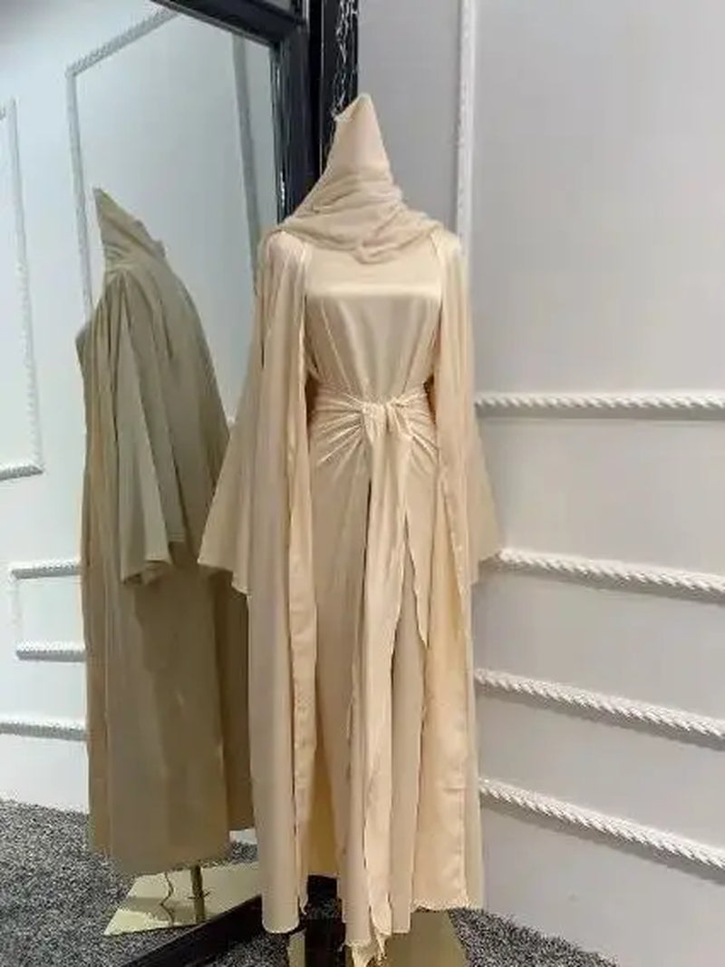 Serenya Satin Kaftan Abaya Set