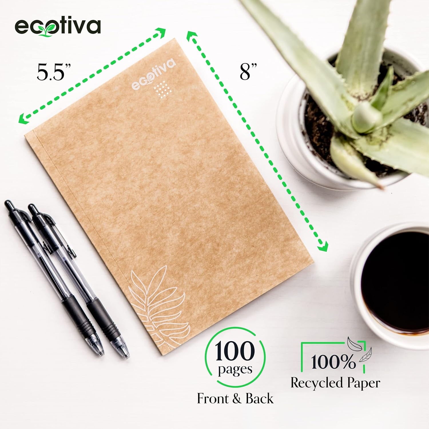 Ecotiva Recycled Kraft Notebook Pack – Lined or Dotted, A5 Size