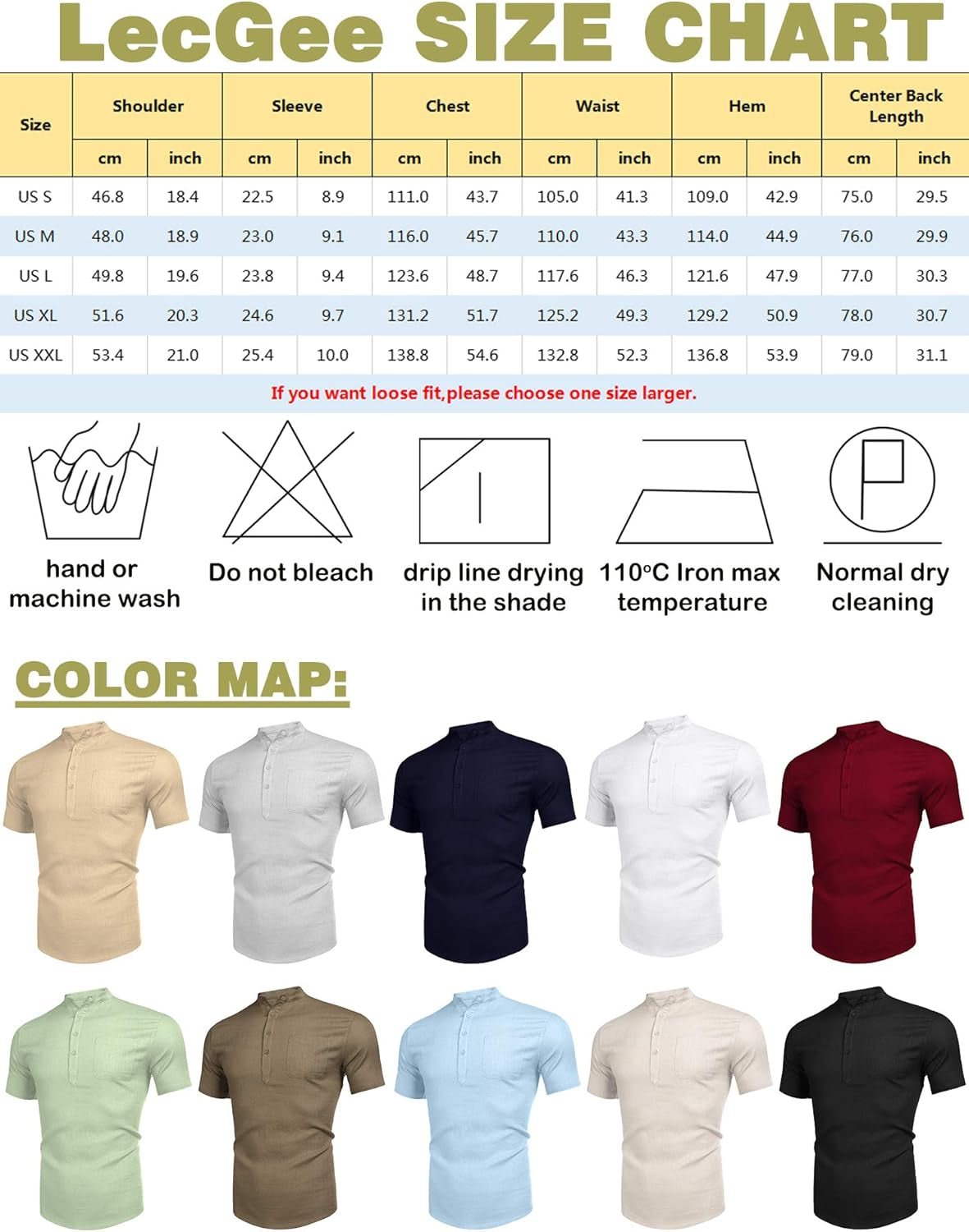 LecGee Men’s Long Sleeve Linen Henley Shirt