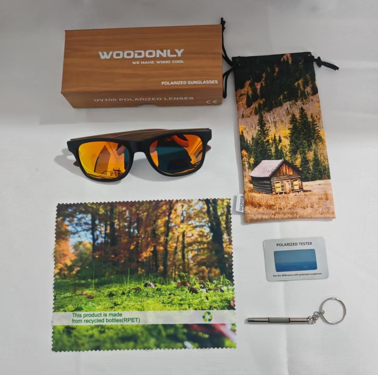 Retro Wood Polarized Sunglasses - Cool Style Matte Finish Frame with Wooden Temple for Men and Women Perfect Gifts