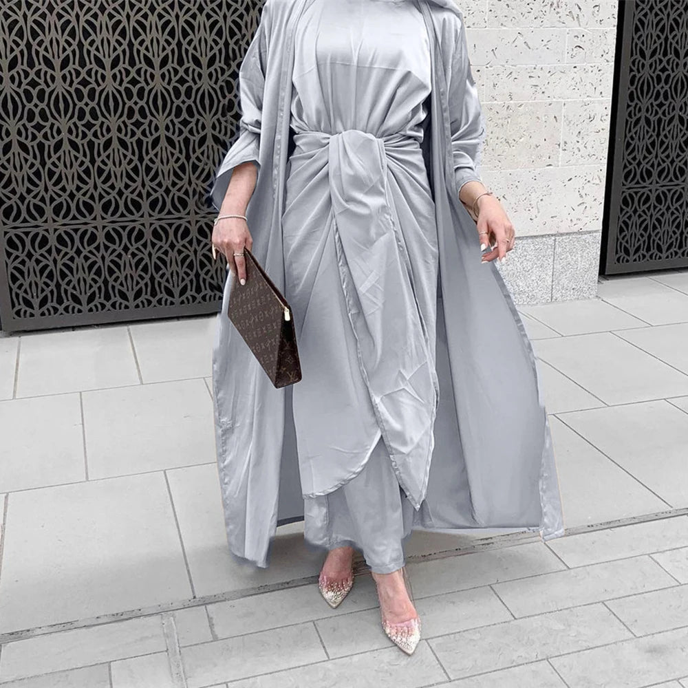 Serenya Satin Kaftan Abaya Set