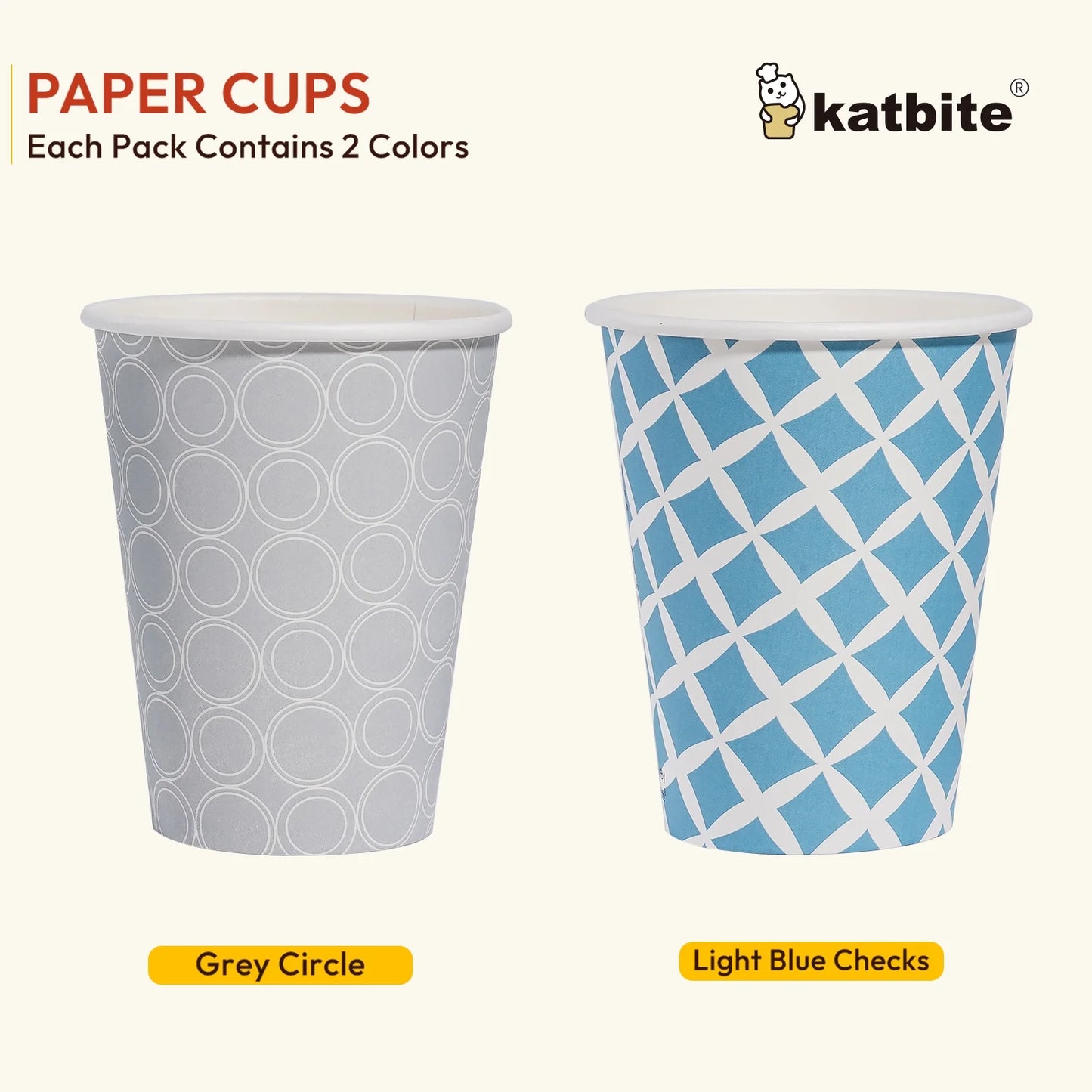 KATBITE 12oz Disposable Paper Cups – 28 Count