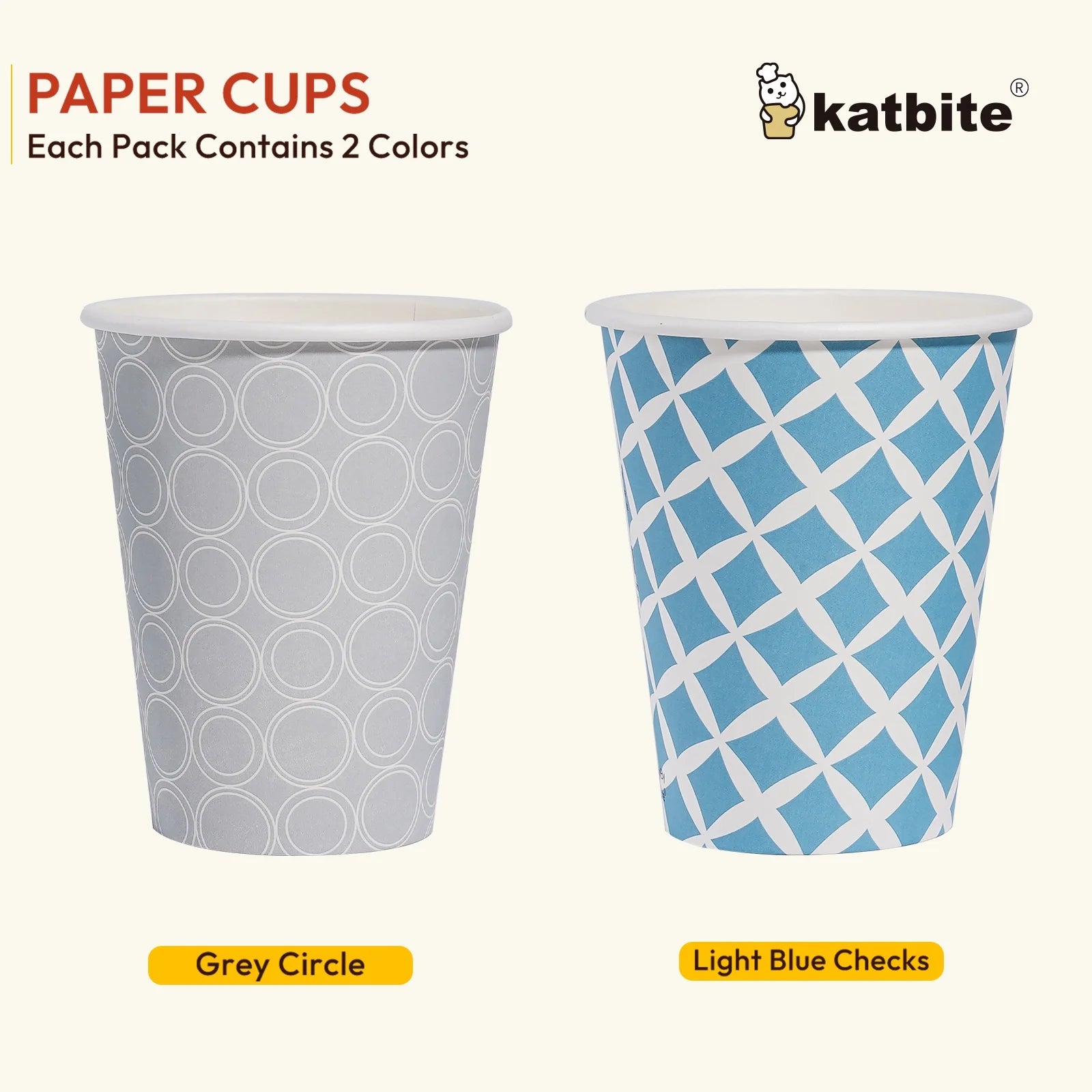 KATBITE 12oz Disposable Paper Cups – 28 Count