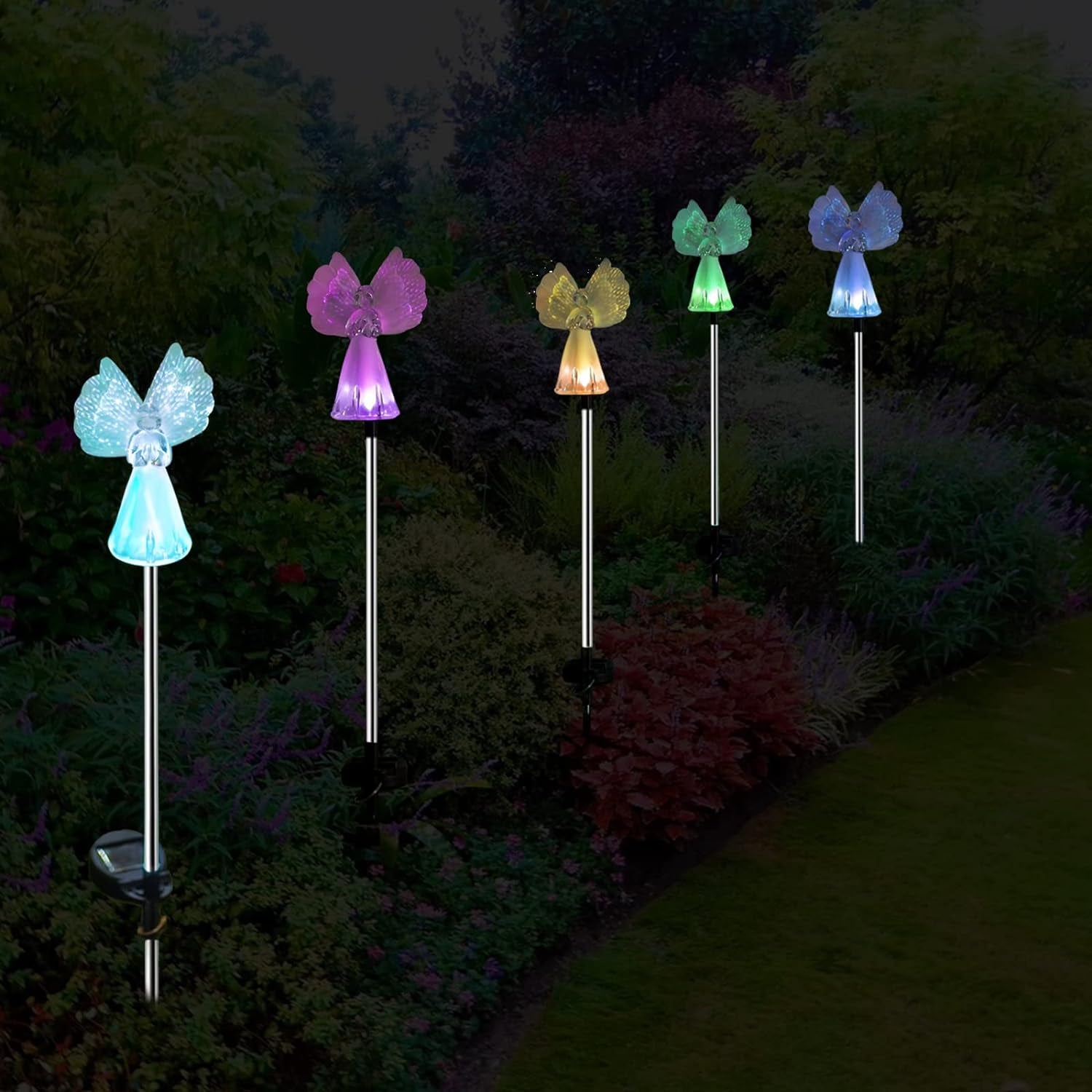 Outdoor Solar Garden Lights;2 Pack Solar Angel Decorative Lights