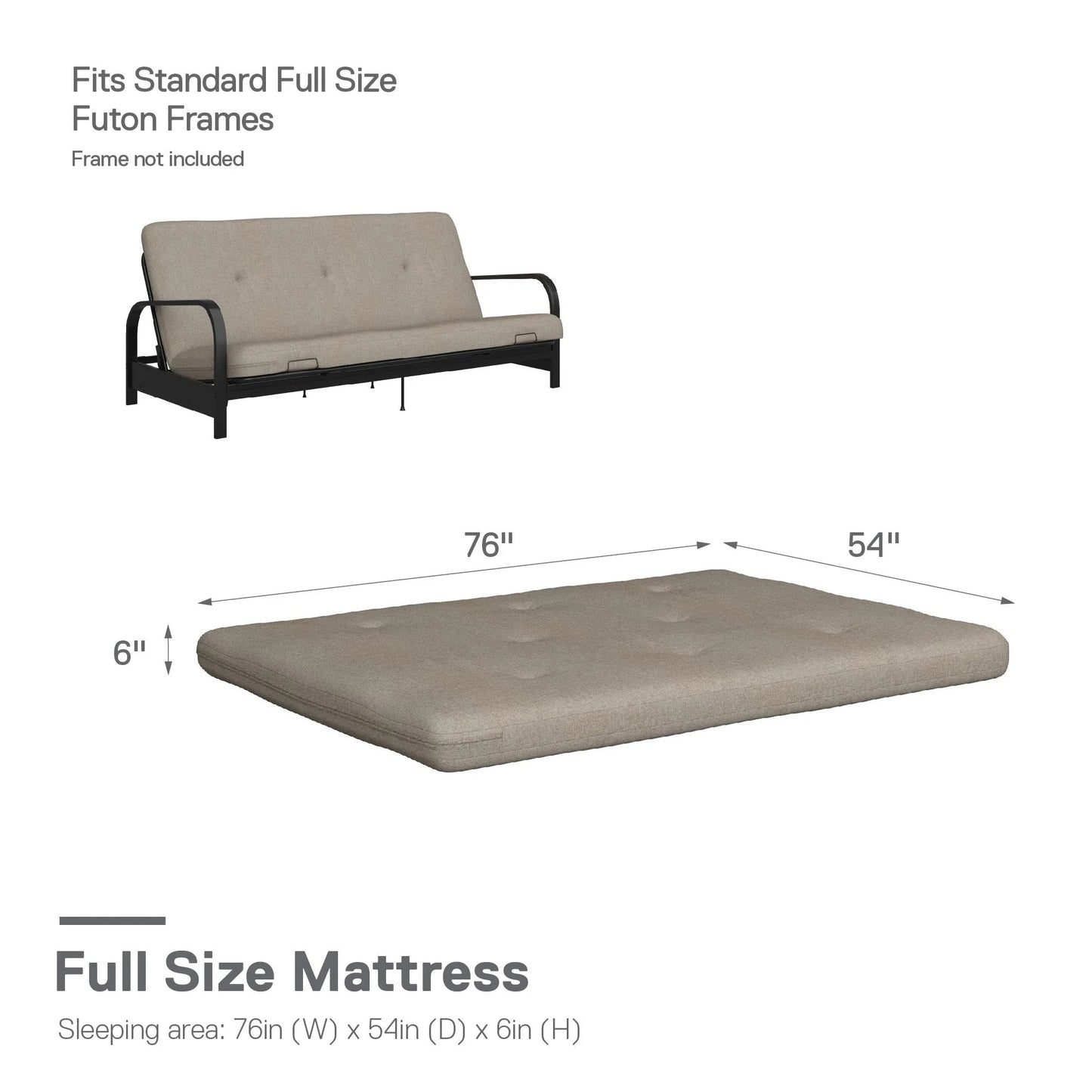 Caddie 6-Inch Tufted Futon Mattress – Full Size
