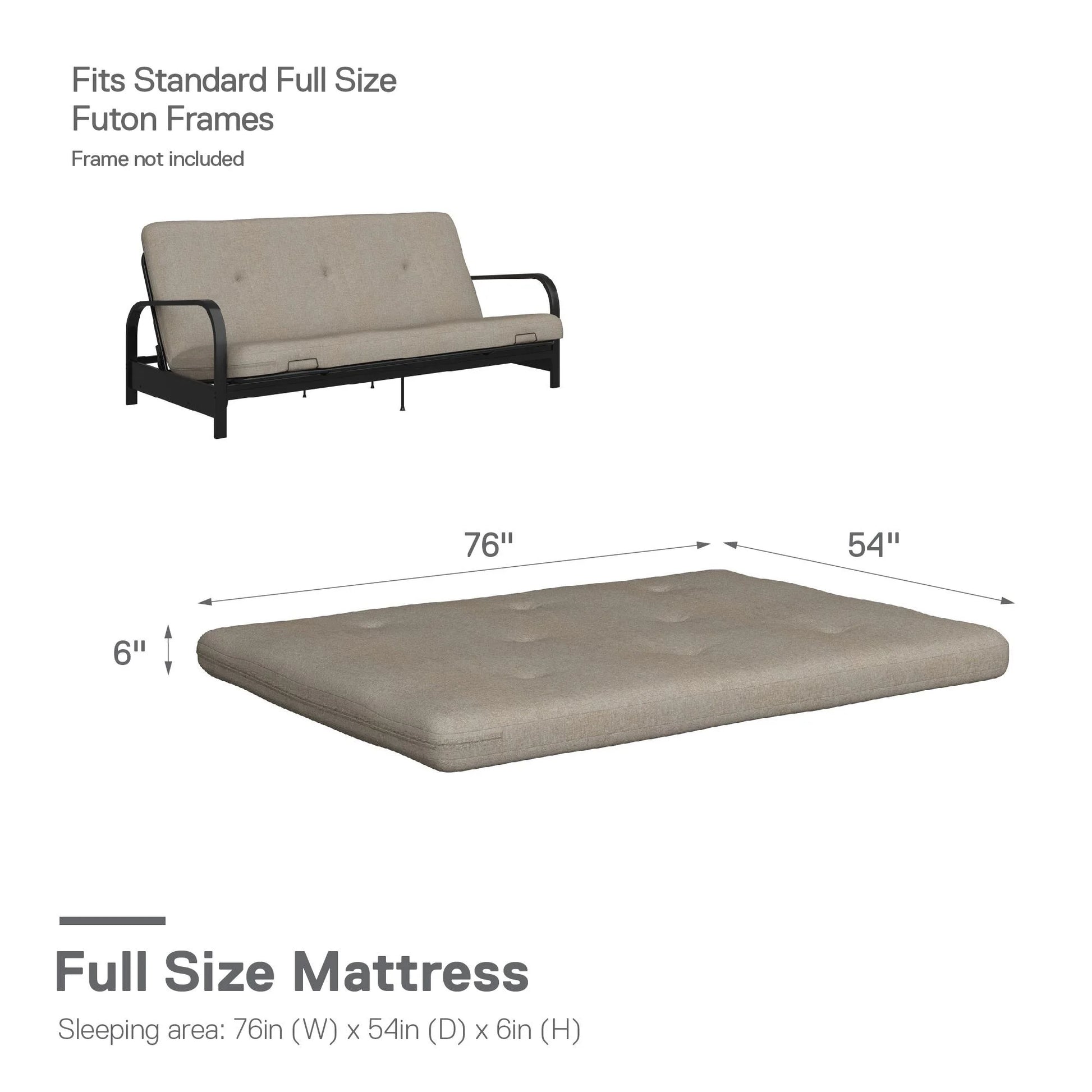 Caddie 6-Inch Tufted Futon Mattress – Full Size
