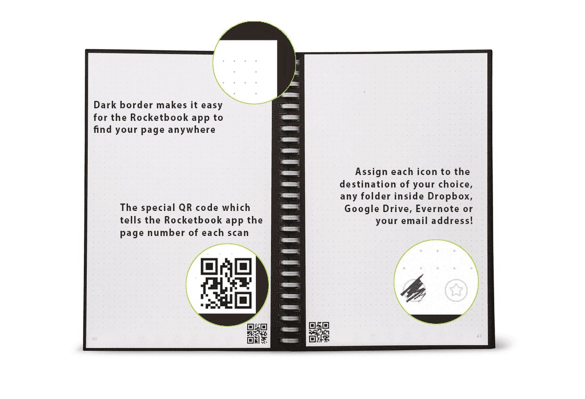 Rocketbook Wave Smart Reusable Notebook — Dot-Grid, 80 Pages, 8.5" x 9.5", Blue