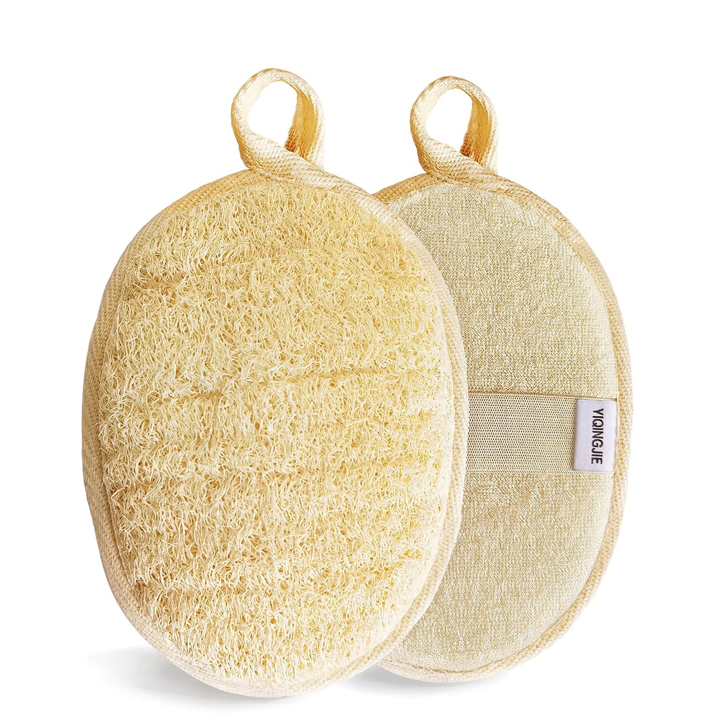 Natural Loofah Sponge Exfoliating Body Scrubber (2 Pack),Made with Eco-Friendly and Biodegradable Shower Luffa Sponge, Loofah for Women and Men, Beige 2 Count (Pack of 1)