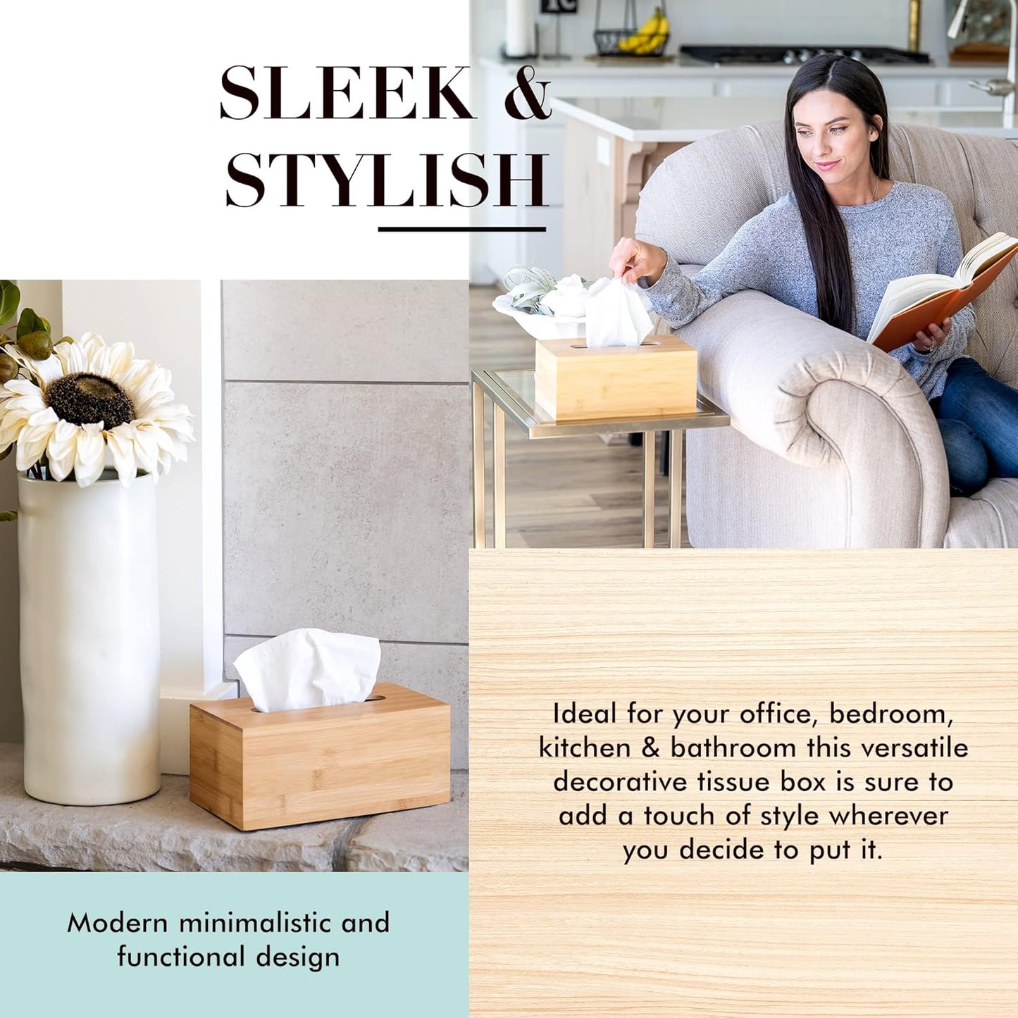 JUSK Design Bamboo Tissue Box Cover – Natural Elegance, Everyday Function