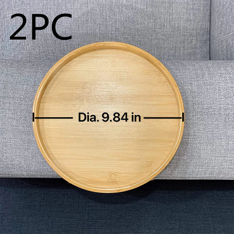 Foldable Round Bamboo Storage Tray with Legs