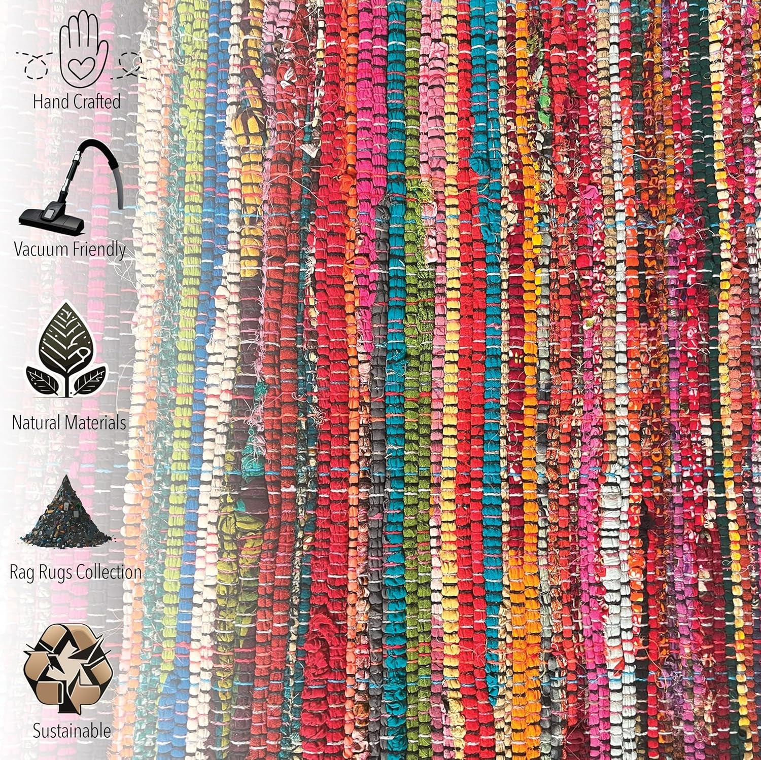 Chardin Home Recycled Cotton Rag Rug — Vibrant, Unique & Durable