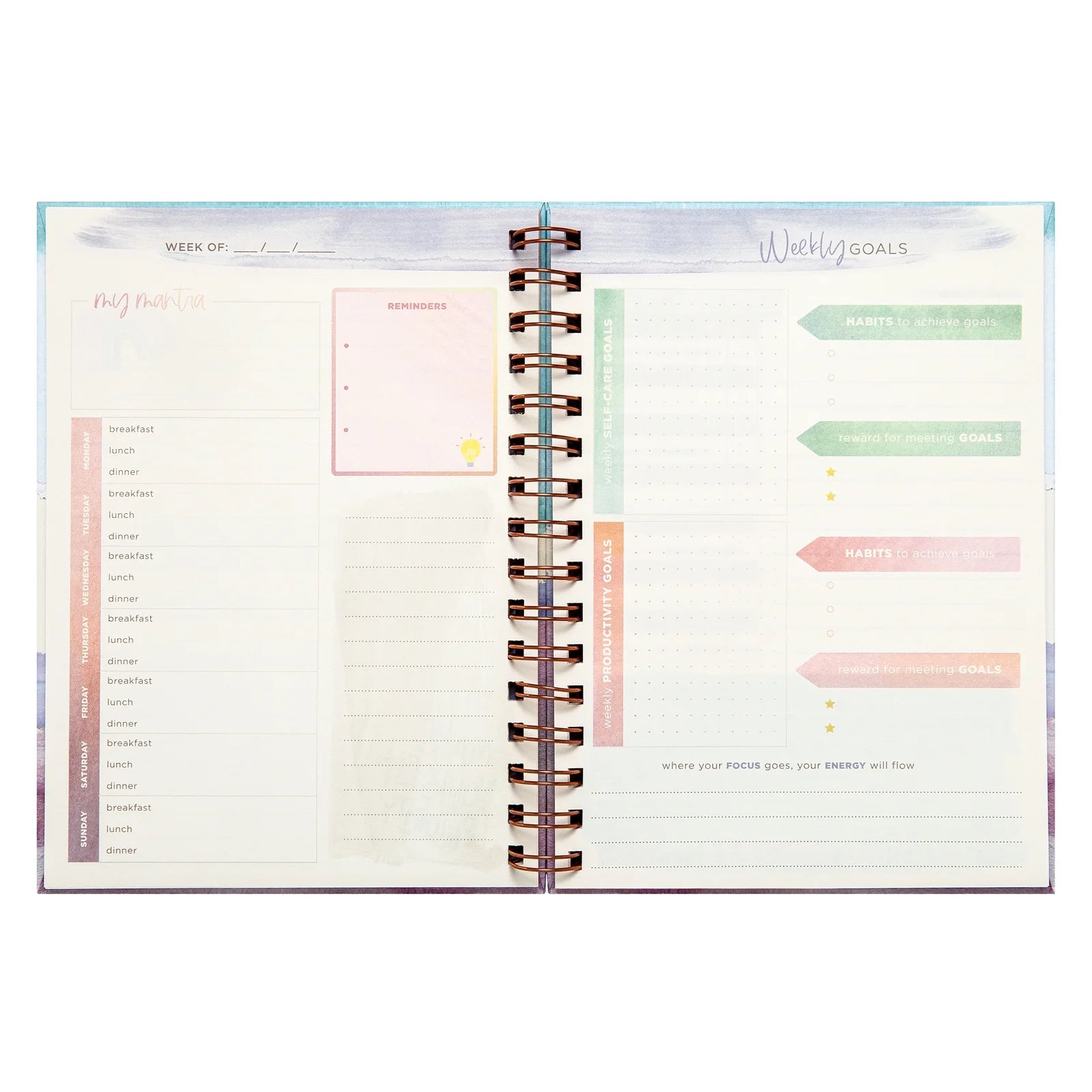 Mintgreen 6" x 8" Wellness Spiral Journal – 200 Pages