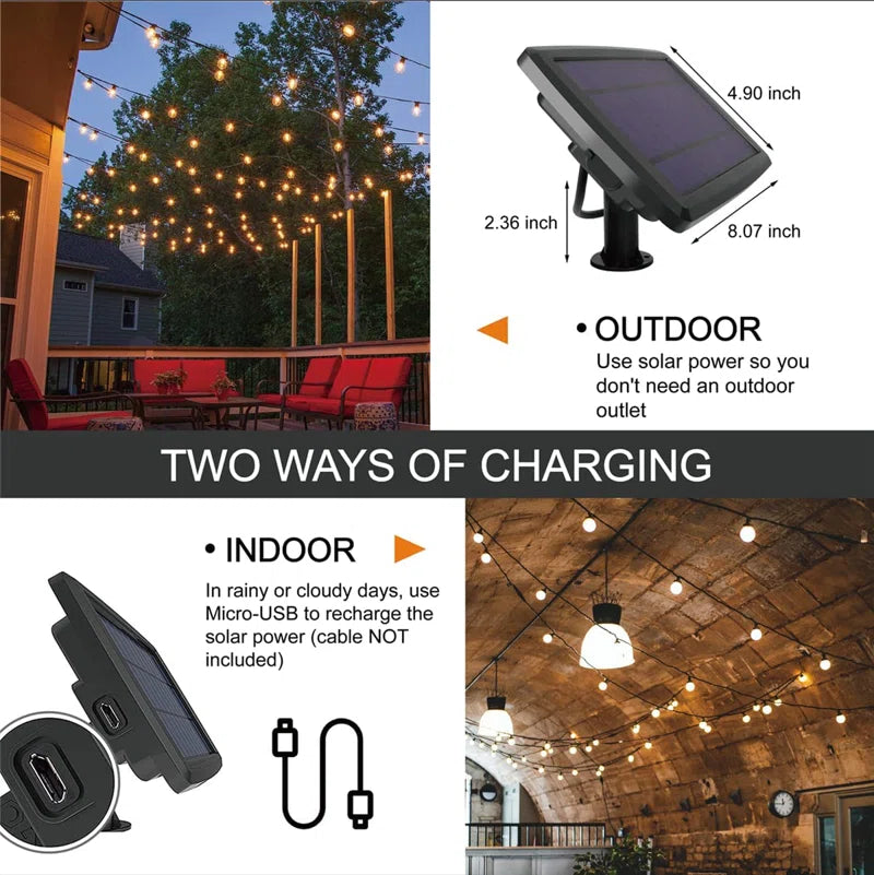 🌞 25ft Solar-Powered Outdoor String Lights with Remote – Warm LED Ambiance for Patio, Garden, Backyard & Events | Eco-Friendly & Weatherproof