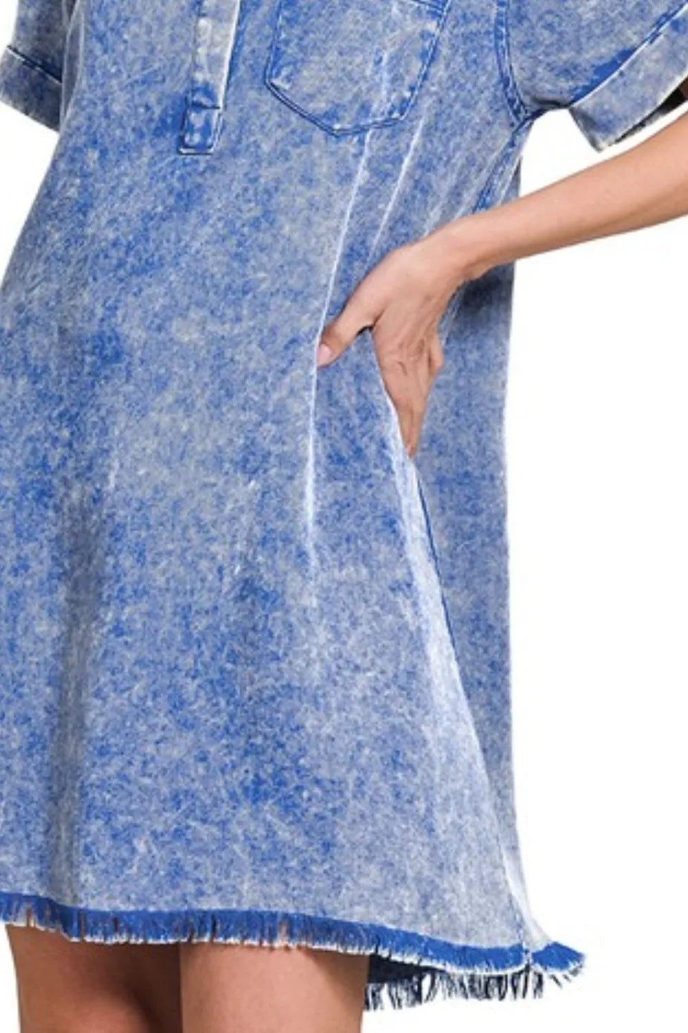 Tencel Mineral Washed Collared Shirt Dress
