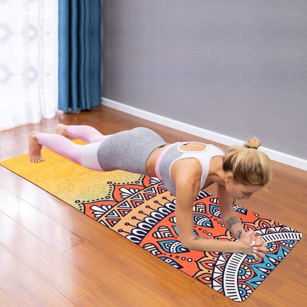 SNAKUGA Foldable Travel Yoga Mat – Eco-Friendly Suede & Natural Rubber, Non-Slip, Lightweight & Compact – 72"x26"x1.5mm Thin for Hot Yoga, Pilates & Fitness – Includes Carry Bag