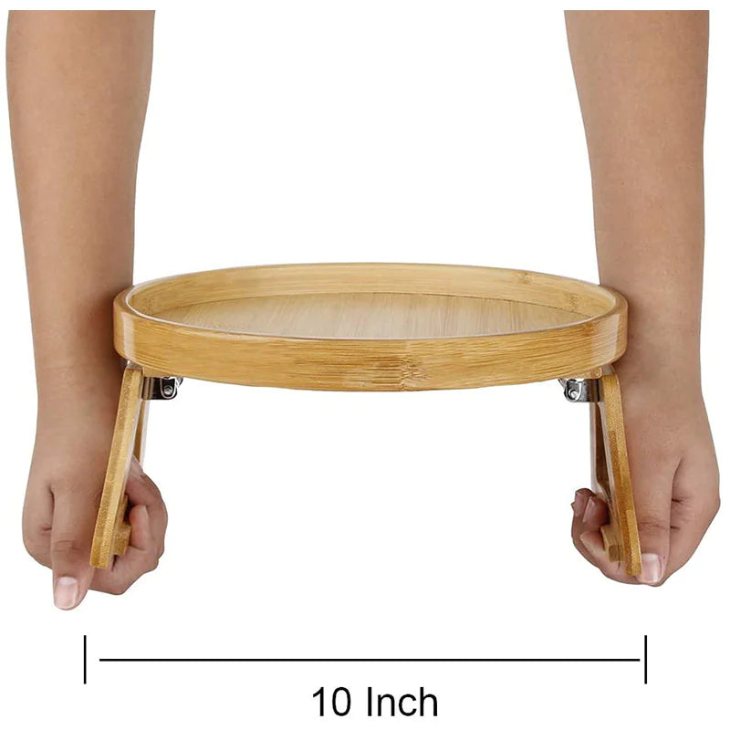 Foldable Round Bamboo Storage Tray with Legs