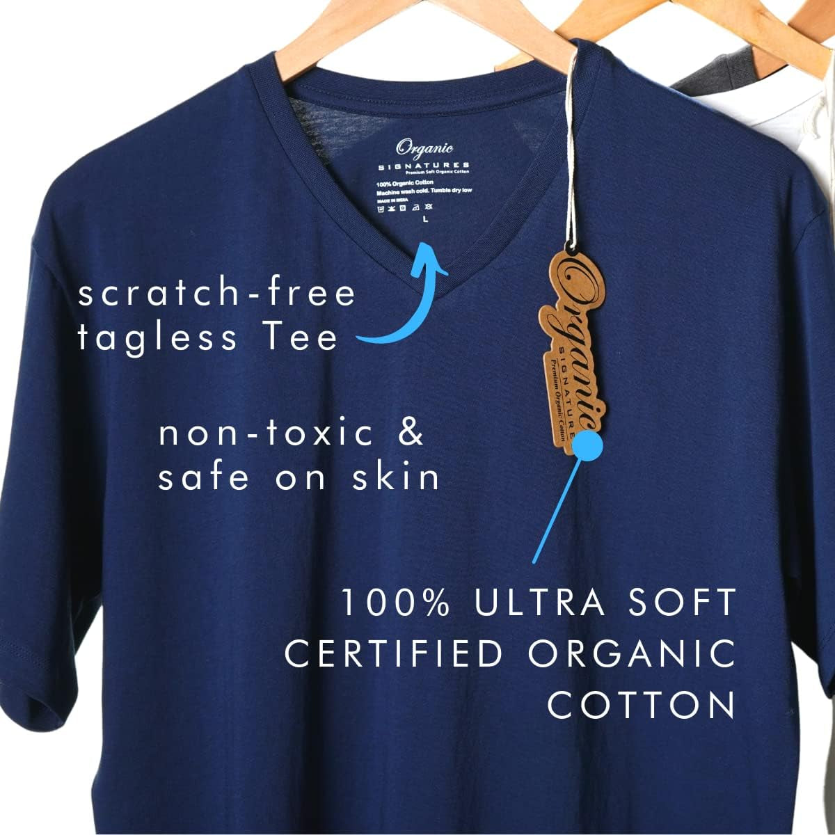 Ultra Soft 100% Organic Cotton V-Neck T-Shirt – Certified Sustainable, Modern Classic Fit