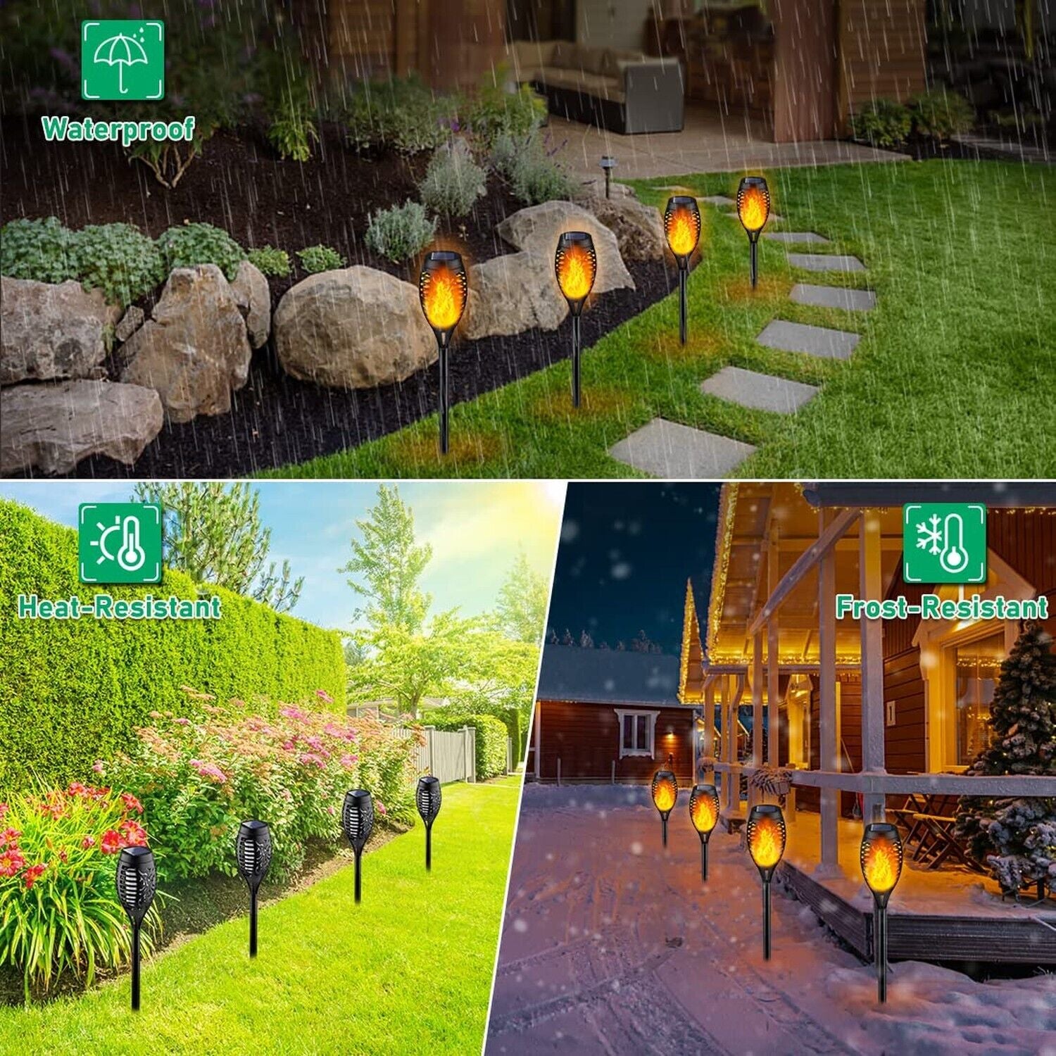 IkeeRuic Solar Torch Lights – 6 Pack Flickering Flame Outdoor Garden Lights