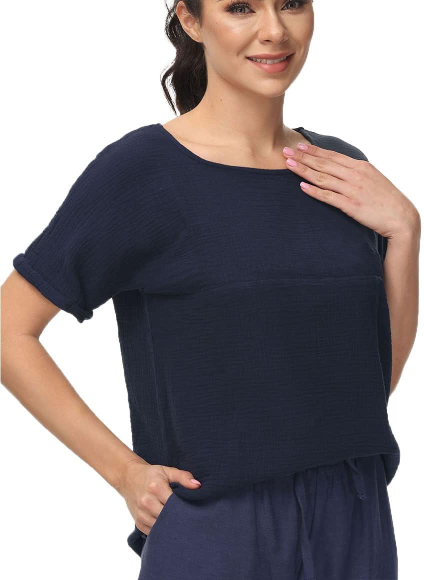 SOOJUN Cotton Linen Blend Loose-Fit T-Shirt