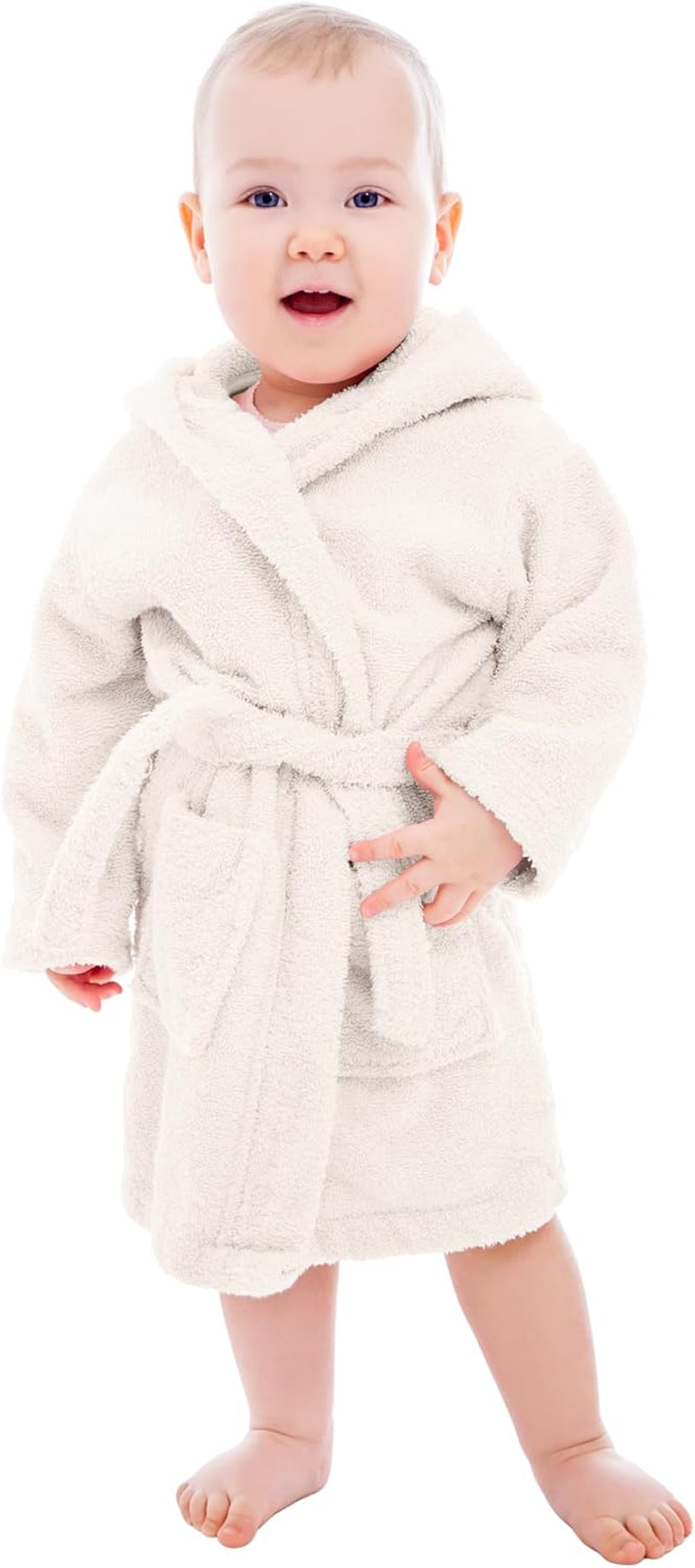 Bagno Milano Kids Organic Turkish Cotton & Modacrylic Hooded Bathrobe – Soft, Absorbent, Unisex Terry Robe with Pockets