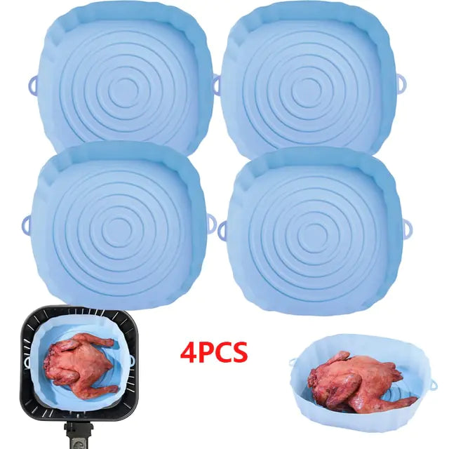 4pcs Silicone Air Fryer Basket Airfryer Oven Mold Baking Tray