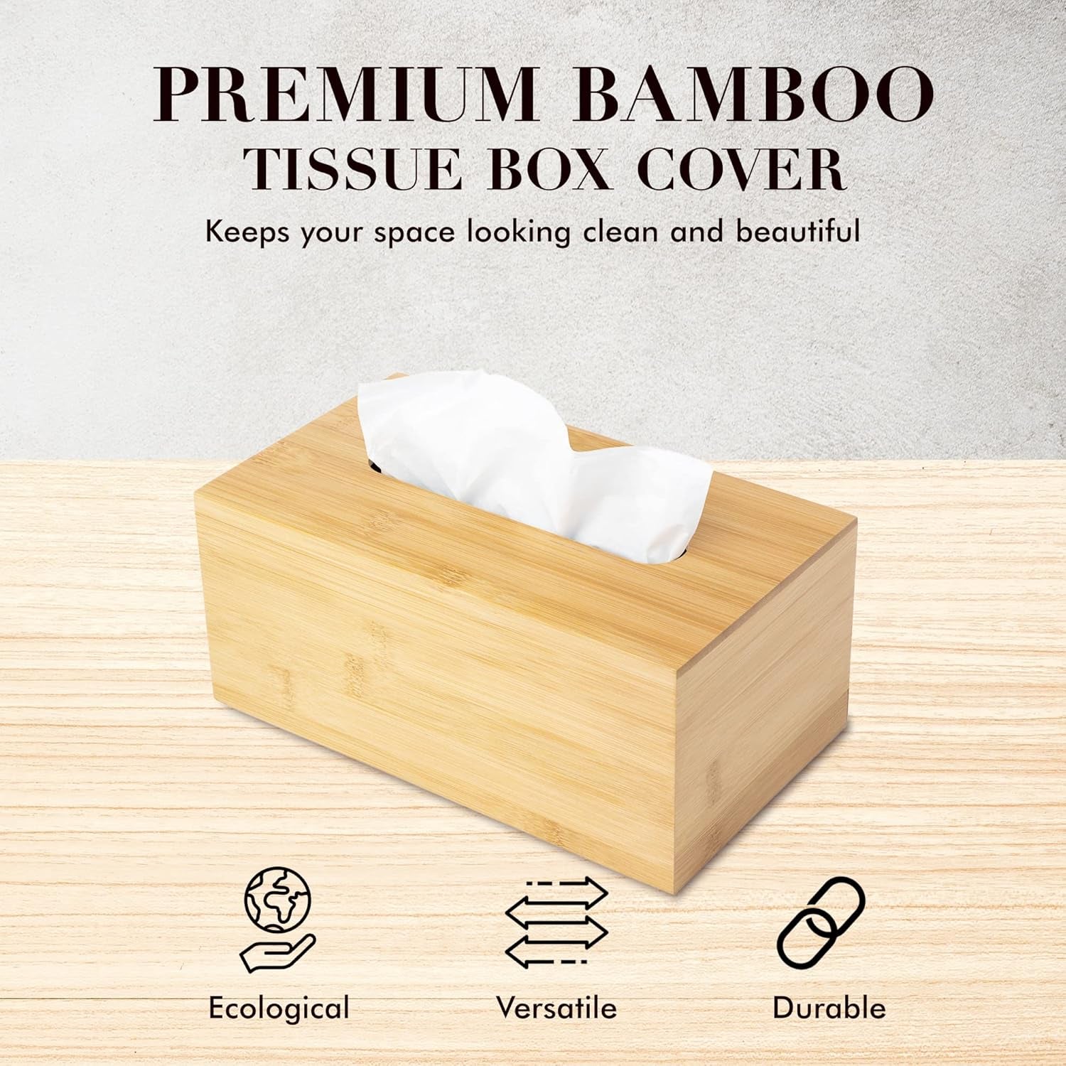 JUSK Design Bamboo Tissue Box Cover – Natural Elegance, Everyday Function