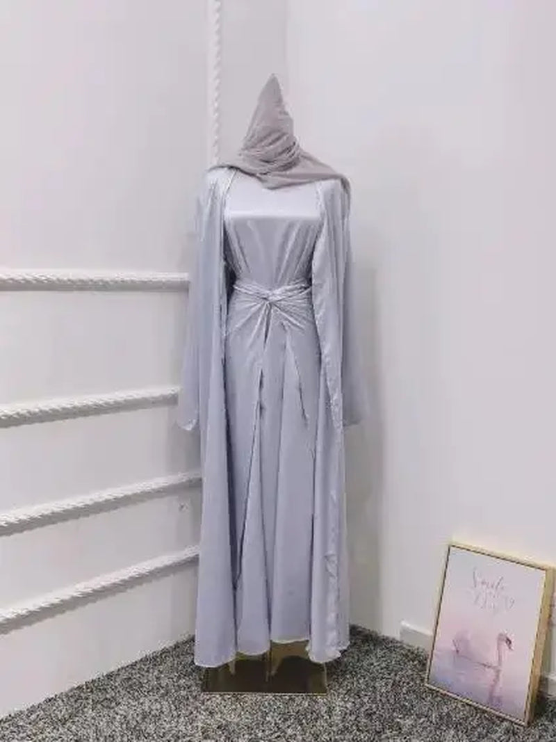 Serenya Satin Kaftan Abaya Set