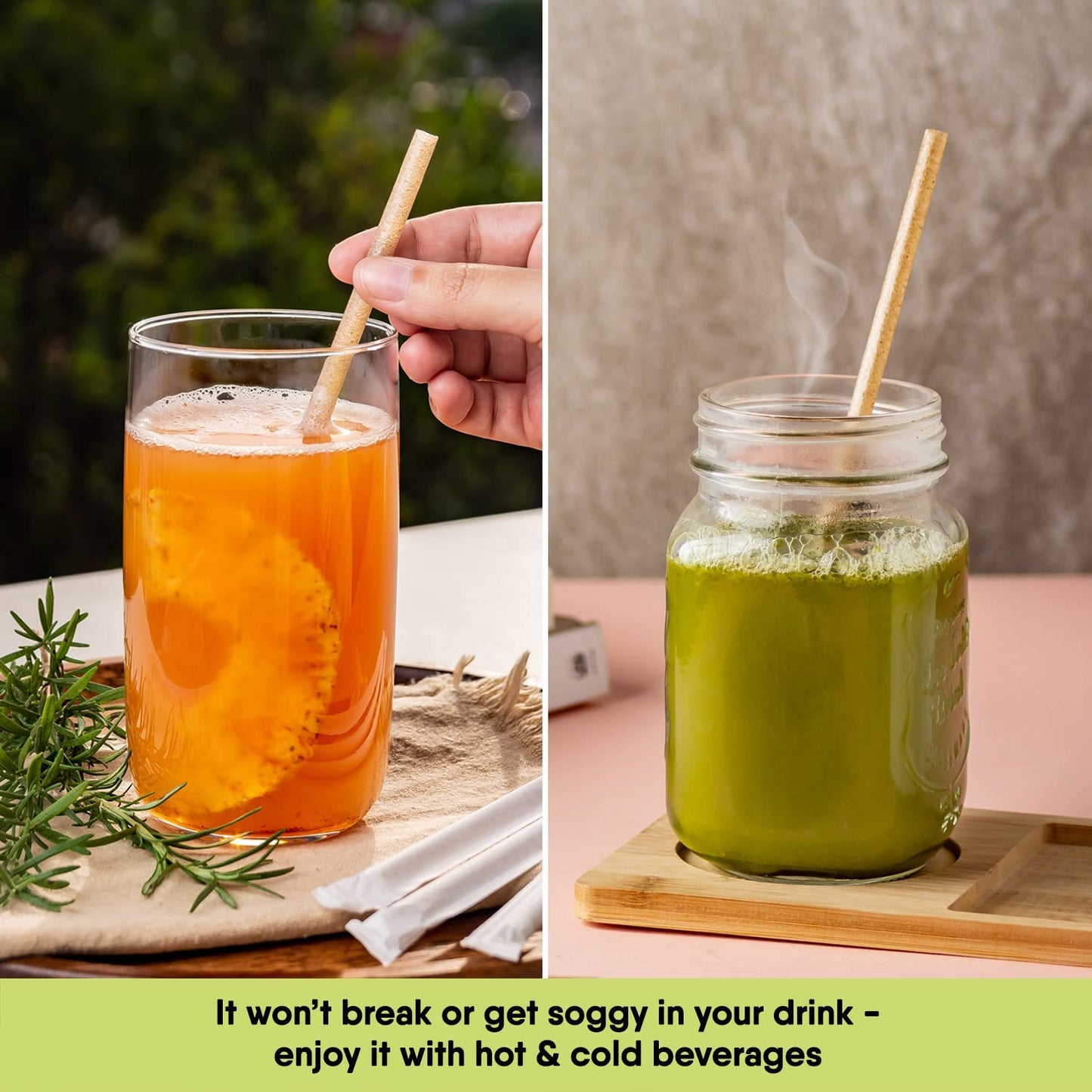 300 Individually Wrapped Eco-Friendly Drinking Straws, 8.25" Long, 6mm Diameter