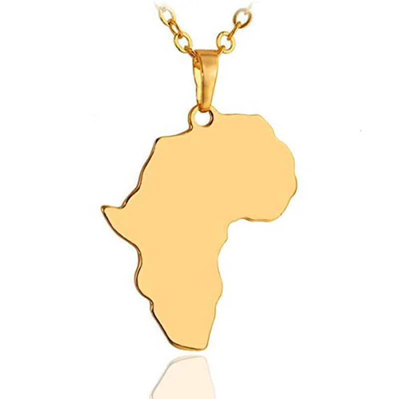 Africa Map Stainless Steel Pendant Necklace