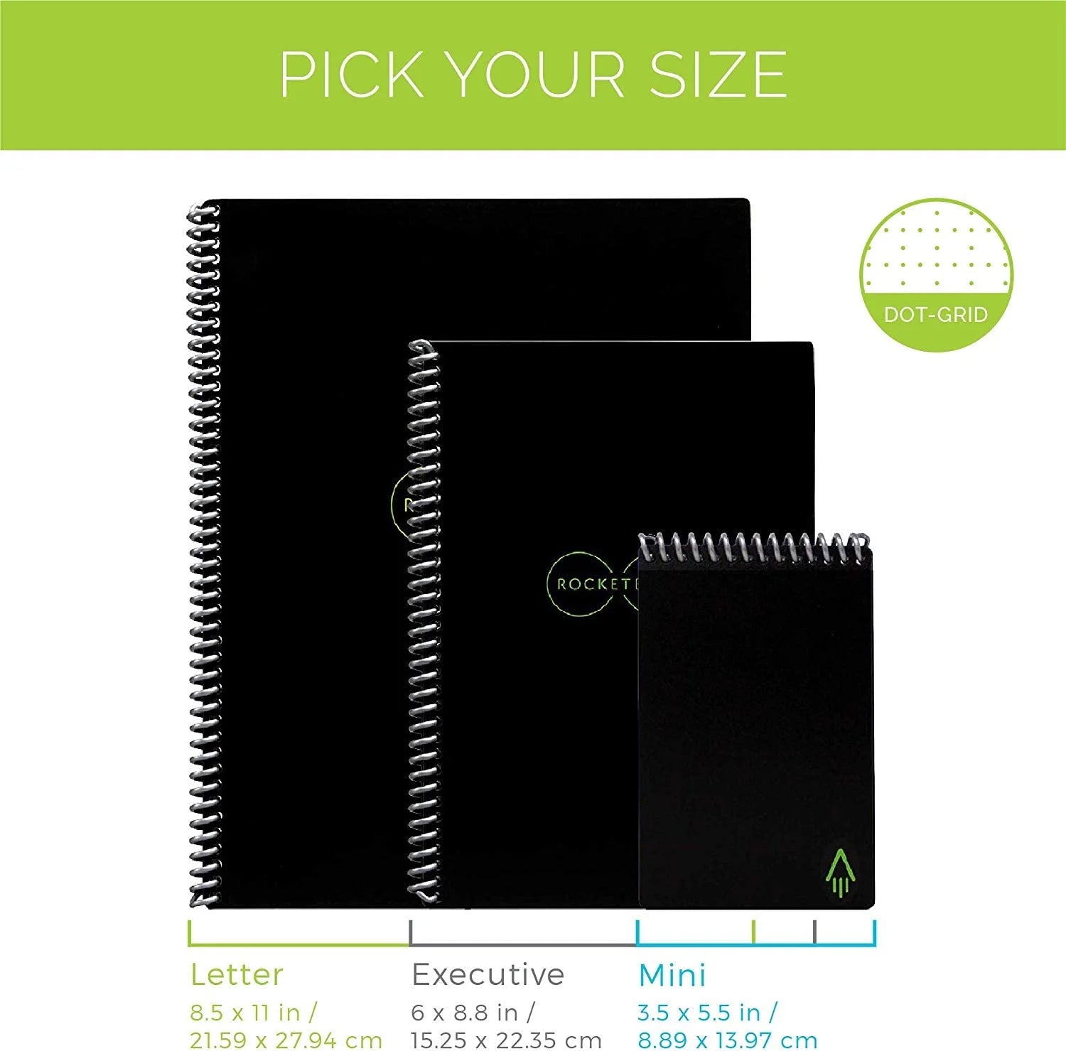 Rocketbook Core Smart Reusable Notebook — Executive Size (6" x 8.8"), Dot-Grid, 36 Pages