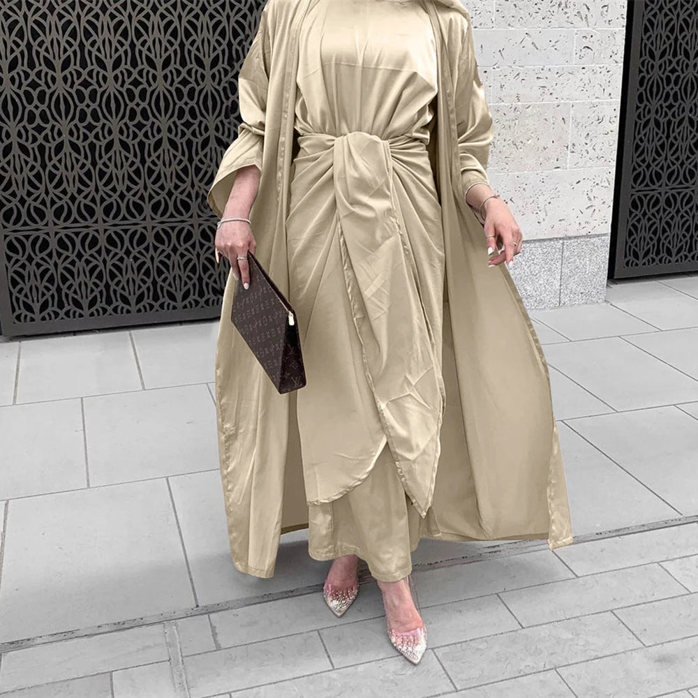 Serenya Satin Kaftan Abaya Set