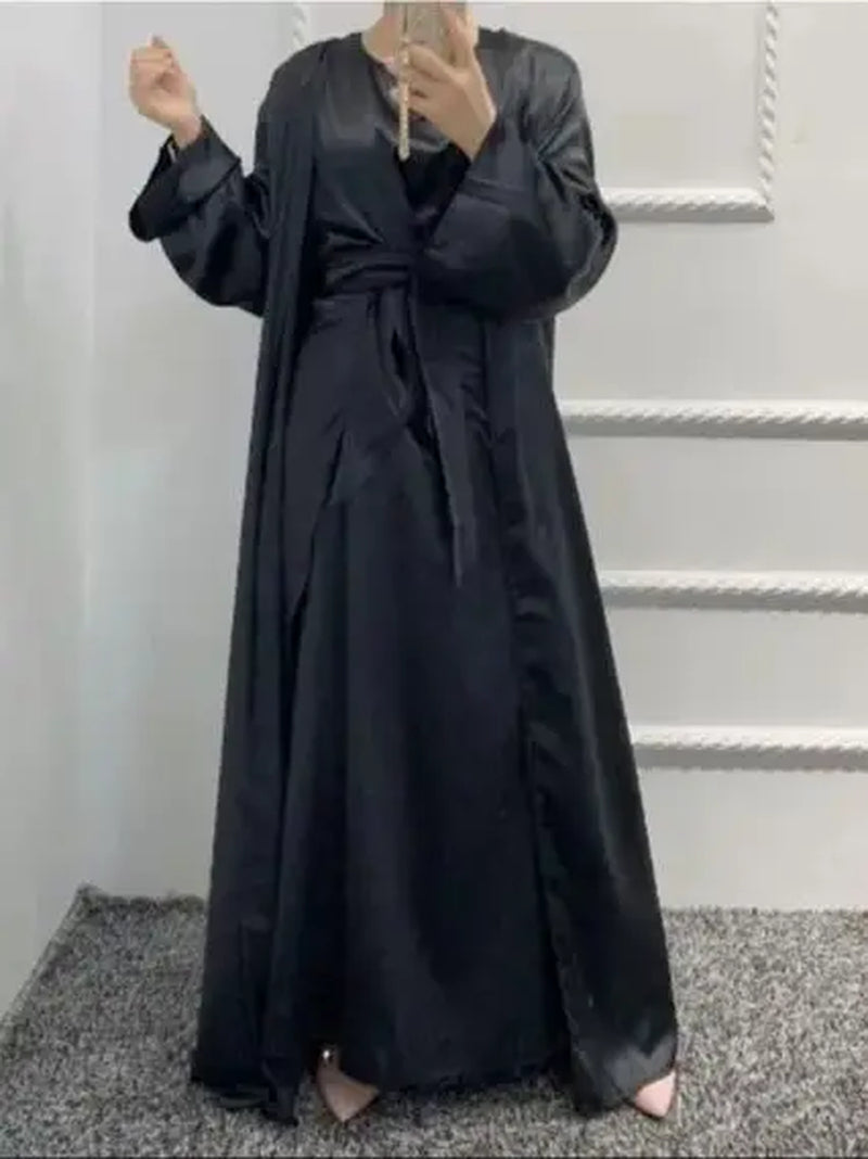 Serenya Satin Kaftan Abaya Set