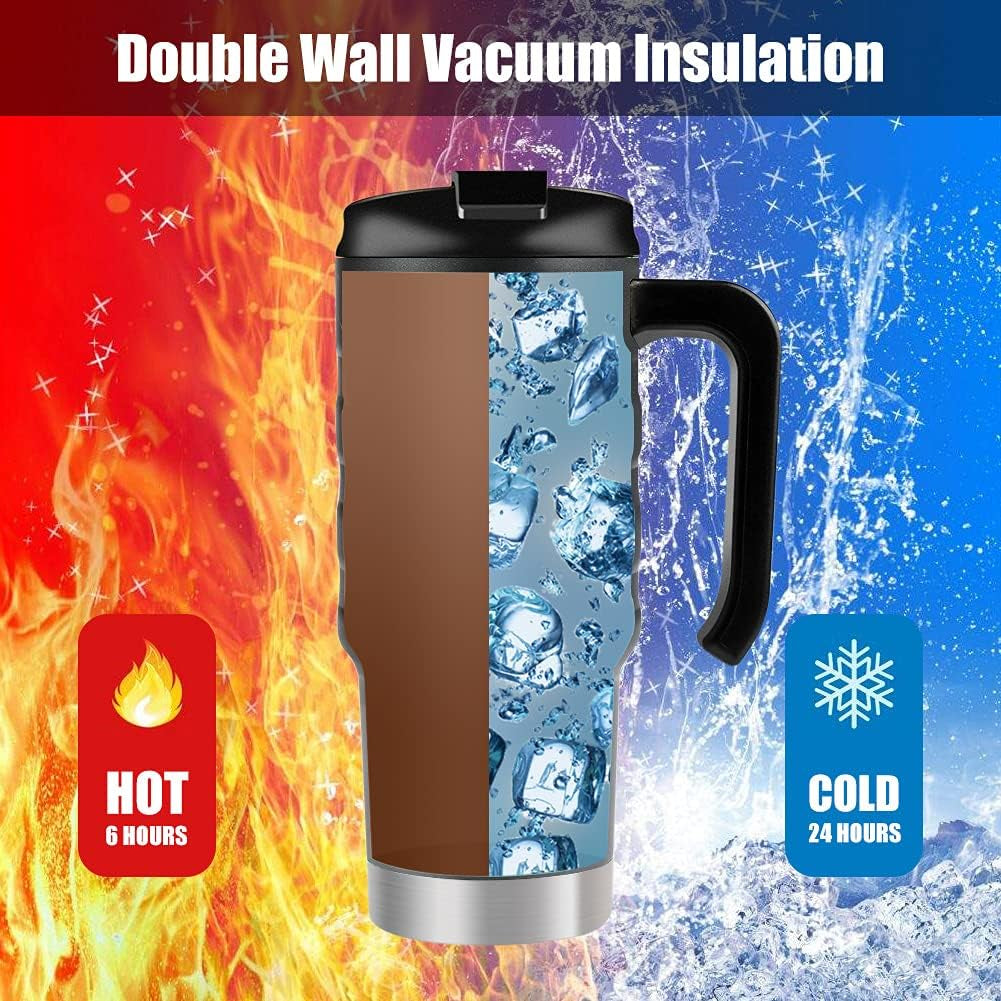 HAUSHOF 24oz Insulated Tumbler with Lid & Handle – Double Wall Vacuum Stainless Steel Travel Mug, Leak-Proof, BPA-Free, Wide Mouth for Ice, Hot & Cold Drinks