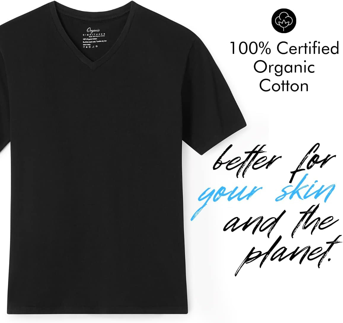 Men’s 100% Organic Cotton V-Neck T-Shirt – Ultra-Soft, Breathable & GOTS Certified