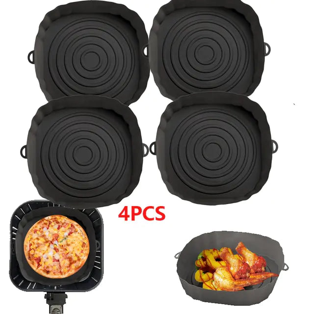 4pcs Silicone Air Fryer Basket Airfryer Oven Mold Baking Tray