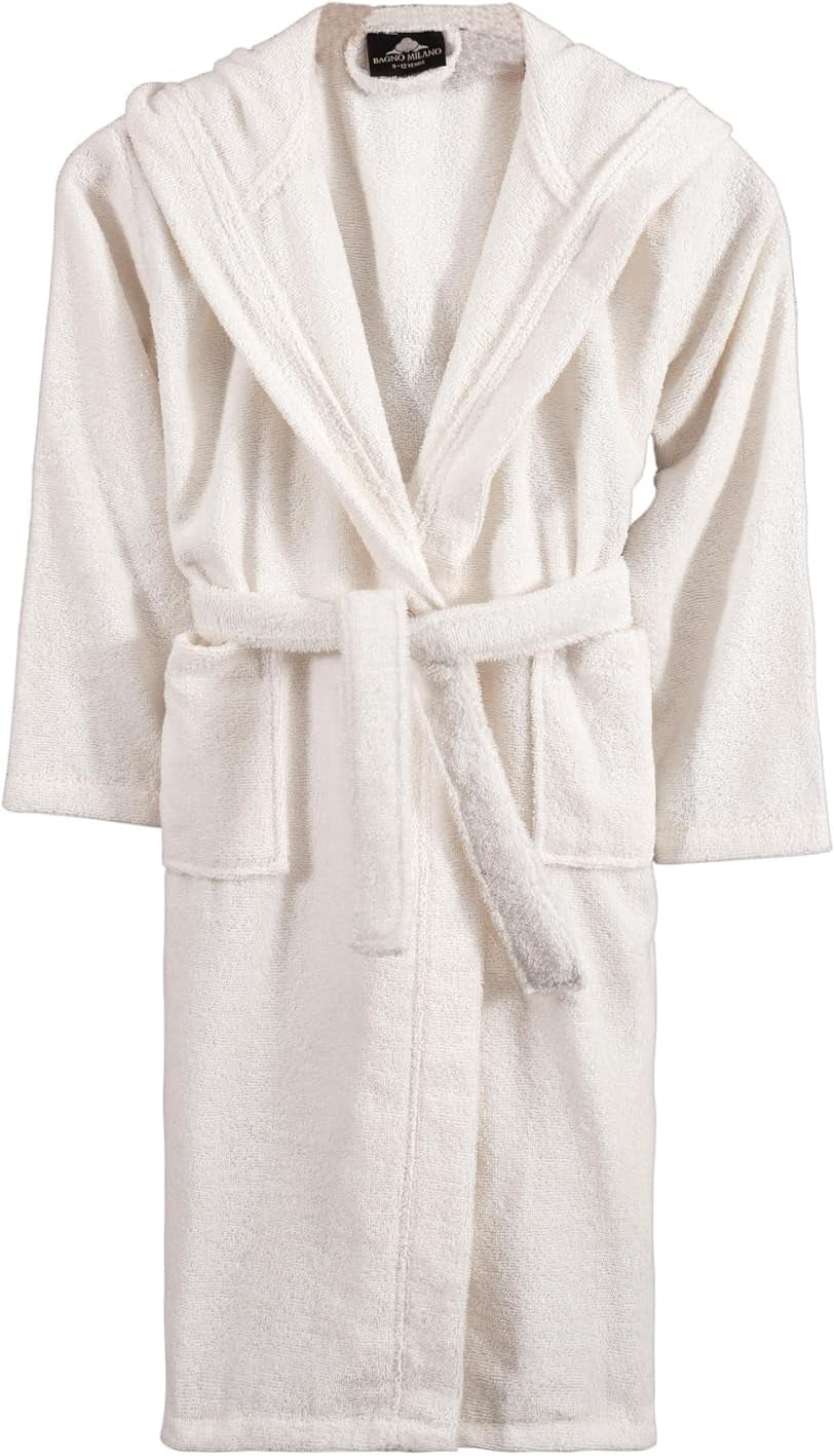 Bagno Milano Kids Organic Turkish Cotton & Modacrylic Hooded Bathrobe – Soft, Absorbent, Unisex Terry Robe with Pockets