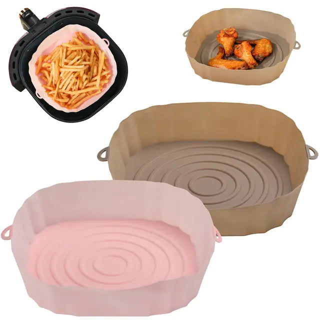 4pcs Silicone Air Fryer Basket Airfryer Oven Mold Baking Tray