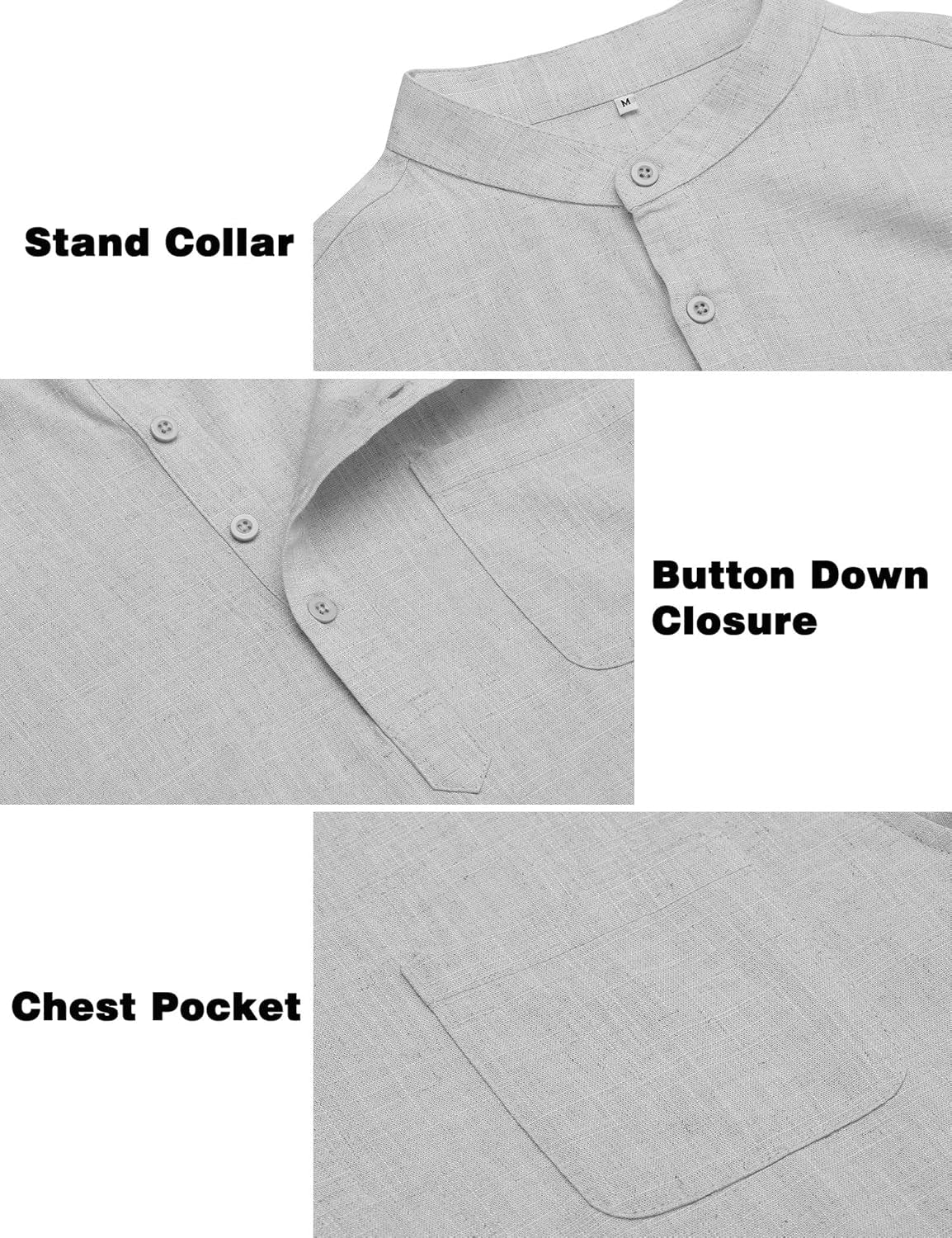 LecGee Men’s Long Sleeve Linen Henley Shirt