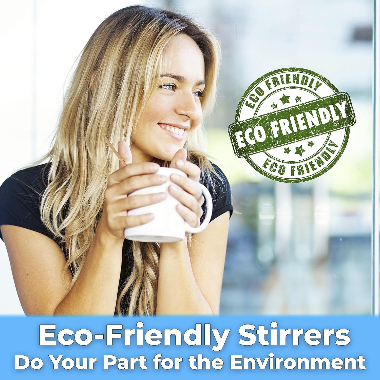 Biodegradable, Sturdy 5.5In Wood Coffee Stirrer 1000Pk. Cafe Grade, Bulk Birch Wooden Beverage Stirring Stick for Tea, Cream and Sugar. Eco Friendly, Compostable Swizzle Stir Sticks Business Supplies