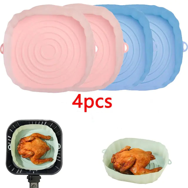 4pcs Silicone Air Fryer Basket Airfryer Oven Mold Baking Tray